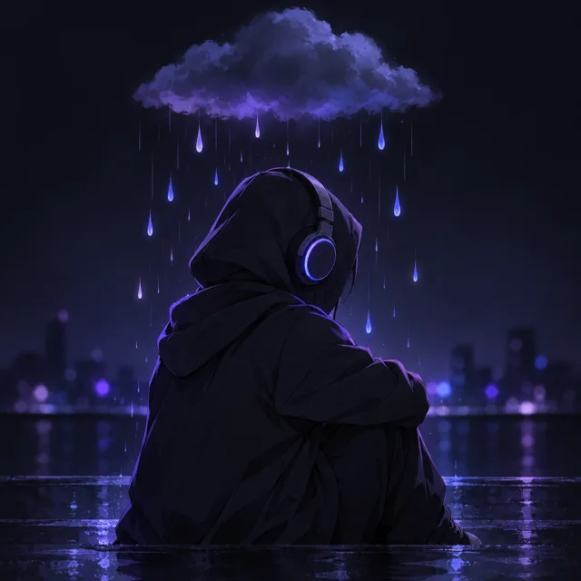 RainyLofi's profile art: a goose looking up at a bright cyan sky